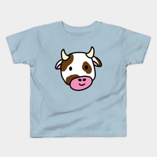 Cute cartoon dairy cow doodle brown spots Kids T-Shirt